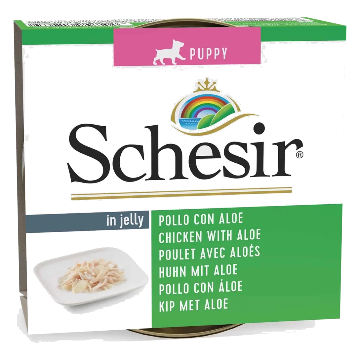 Cibo umido per cuccioli Schesir Puppy pollo con aloe in gelatina, 150 g