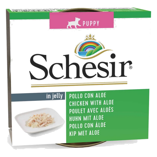 Cibo umido per cuccioli Schesir Puppy pollo con aloe in gelatina, 150 g