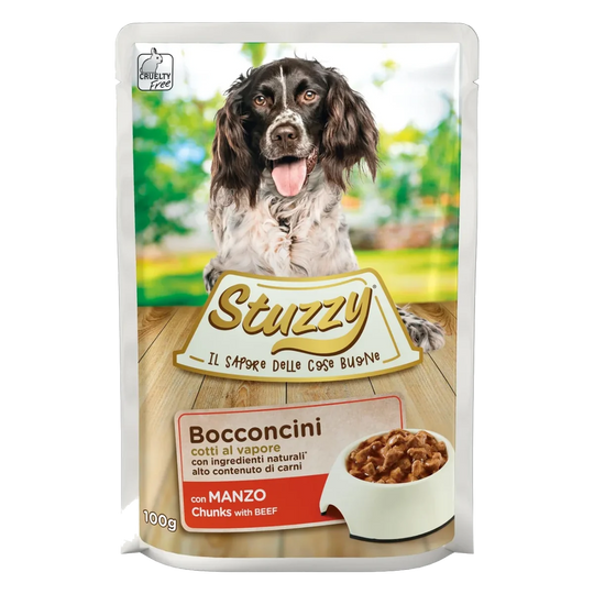 Cibo umido per cani Stuzzy manzo, busta da 100 g