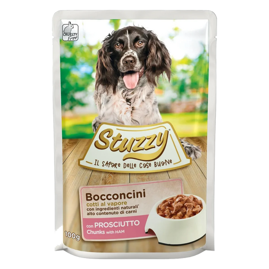 Cibo umido per cani Stuzzy prosciutto, busta da 100 g