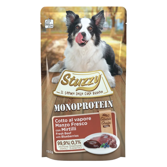 Cibo umido per cani Stuzzy Monoprotein manzo e mirtilli, 150 g