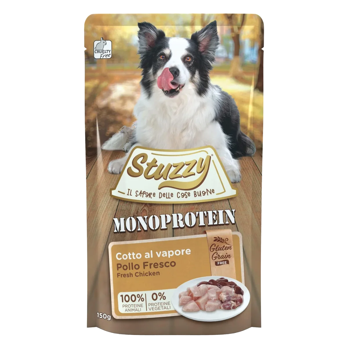Cibo umido per cani Stuzzy Monoprotein pollo fresco, busta 150 g