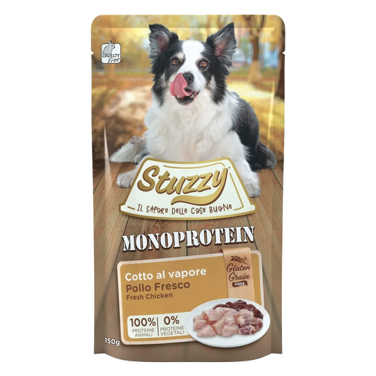 Cibo umido per cani Stuzzy Monoprotein pollo fresco, busta 150 g