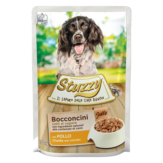 Cibo umido per cani adulti Stuzzy pollo in gelatina, busta 100 g