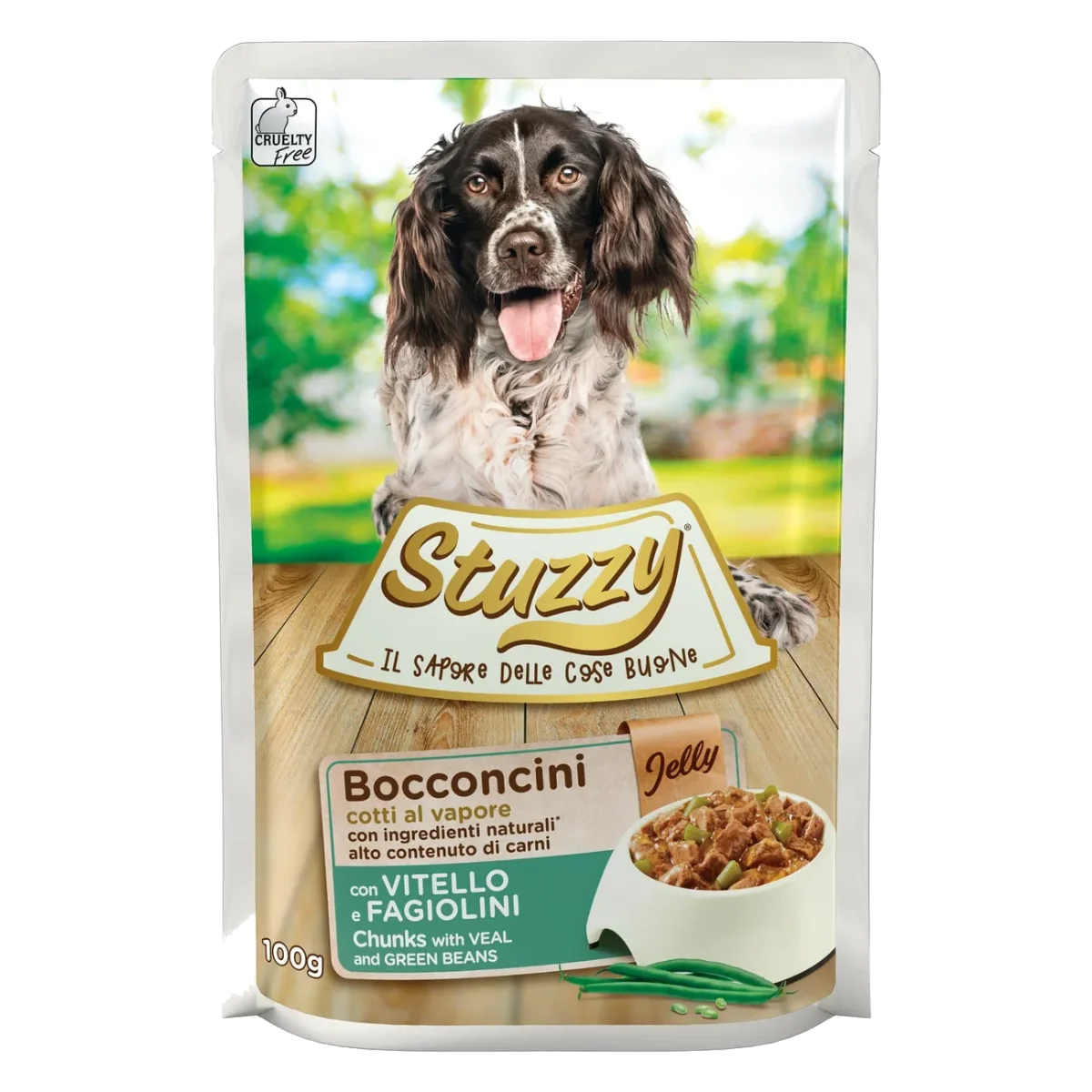 Cibo umido per cani Stuzzy vitello e fagiolini, busta 100 g