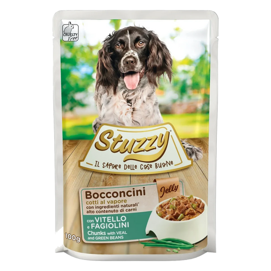 Cibo umido per cani Stuzzy vitello e fagiolini, busta 100 g