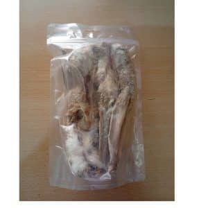 Orecchie di coniglio con pelo per cani, busta 100 g