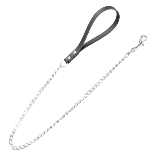 Guinzaglio in metallo per cani con impugnatura in pelle, 4 mm × 80 cm