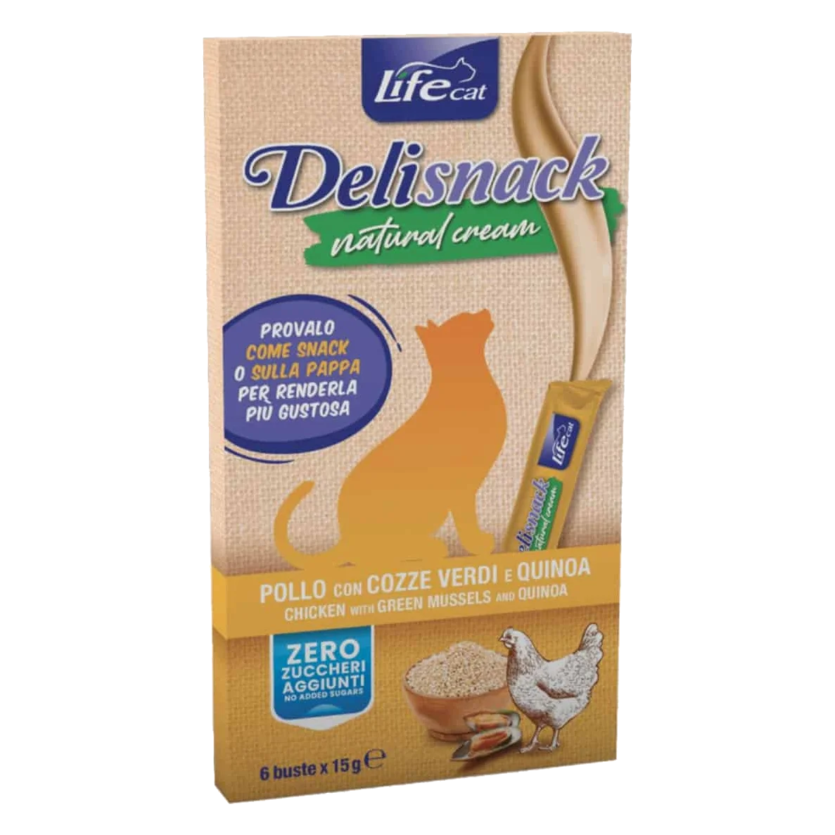 Crema Life Cat pollo con quinoa per gatti, 6 × 15 g