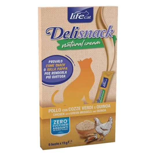 Crema Life Cat pollo con quinoa per gatti, 6 × 15 g