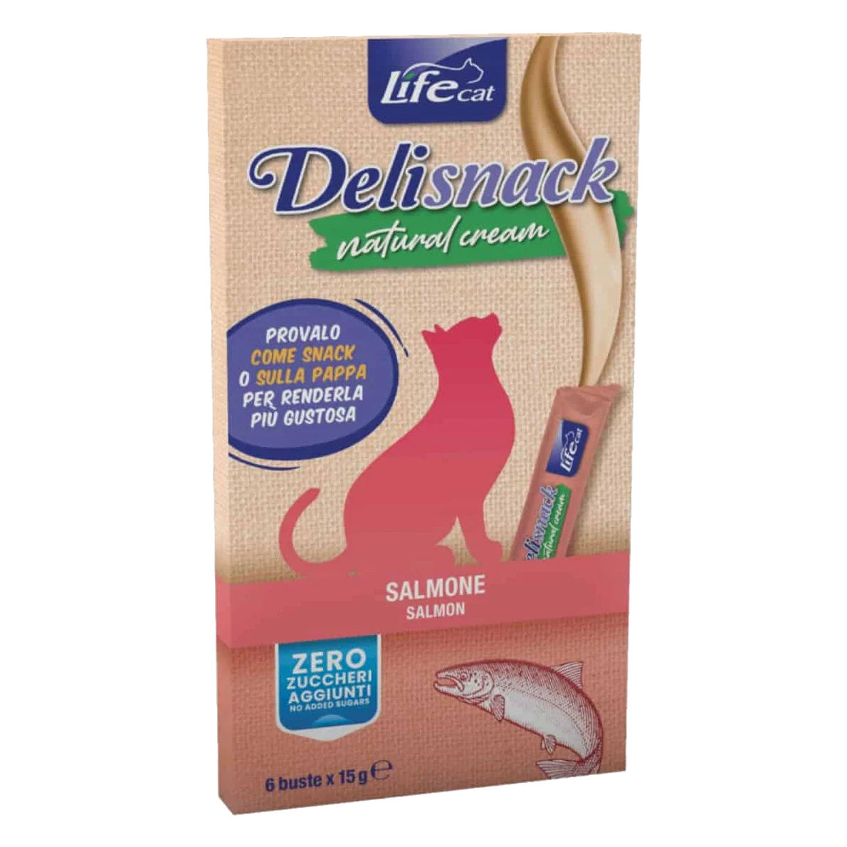 Crema Life Cat salmone per gatti, 6 × 15 g