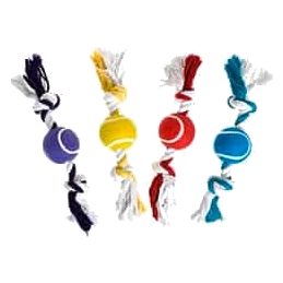 Gioco per cani corda in cotone con pallina da tennis, 30 cm