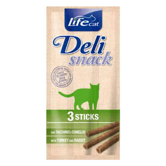 Stick Life Cat Deli Snack tacchino e coniglio, 3 × 5 g