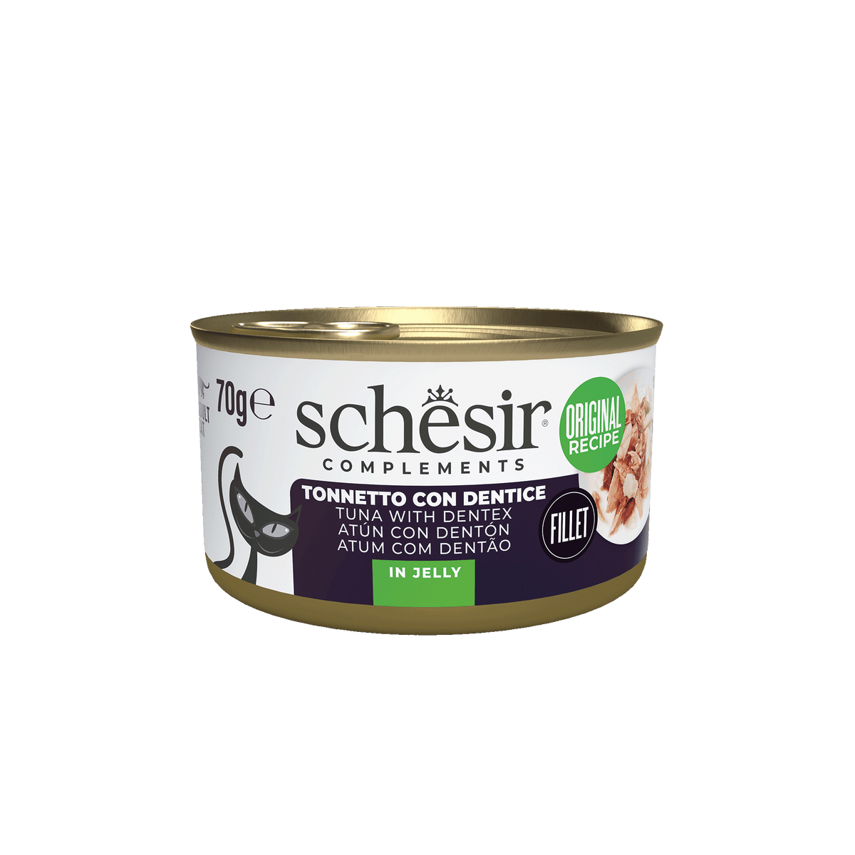 Cibo umido per gatti Schesir tonno con dentice, lattina 70 g