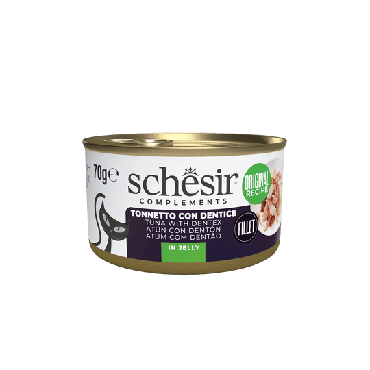 Cibo umido per gatti Schesir tonno con dentice, lattina 70 g