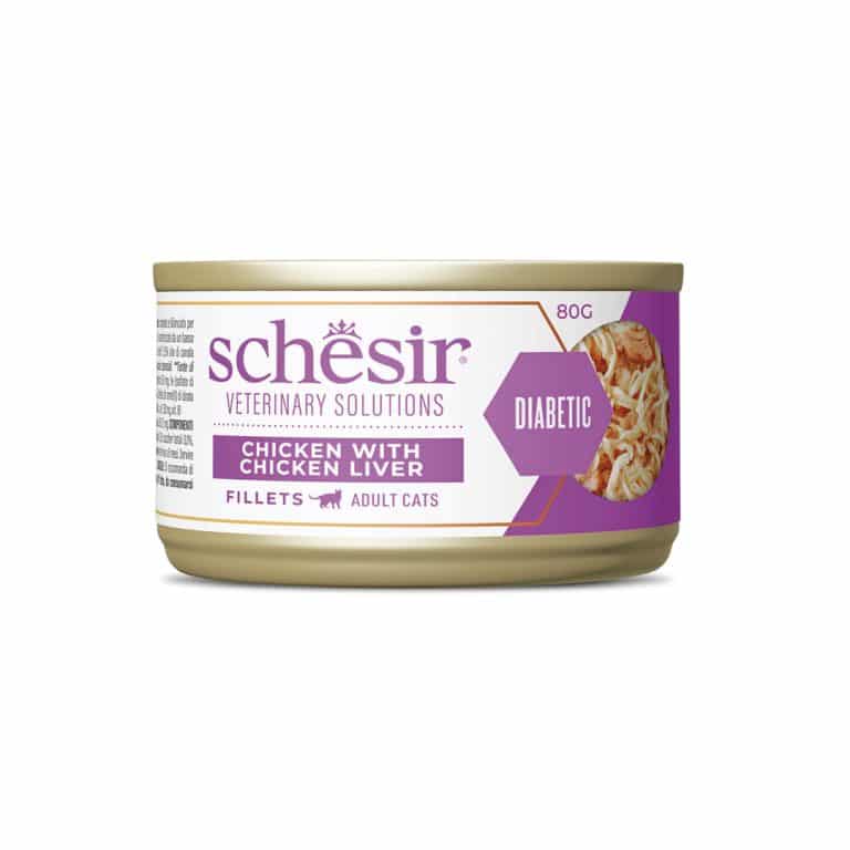 Cibo umido per gatti Schesir Diabetes Control in filetti pollo con fegato, 80 g – immagine 2