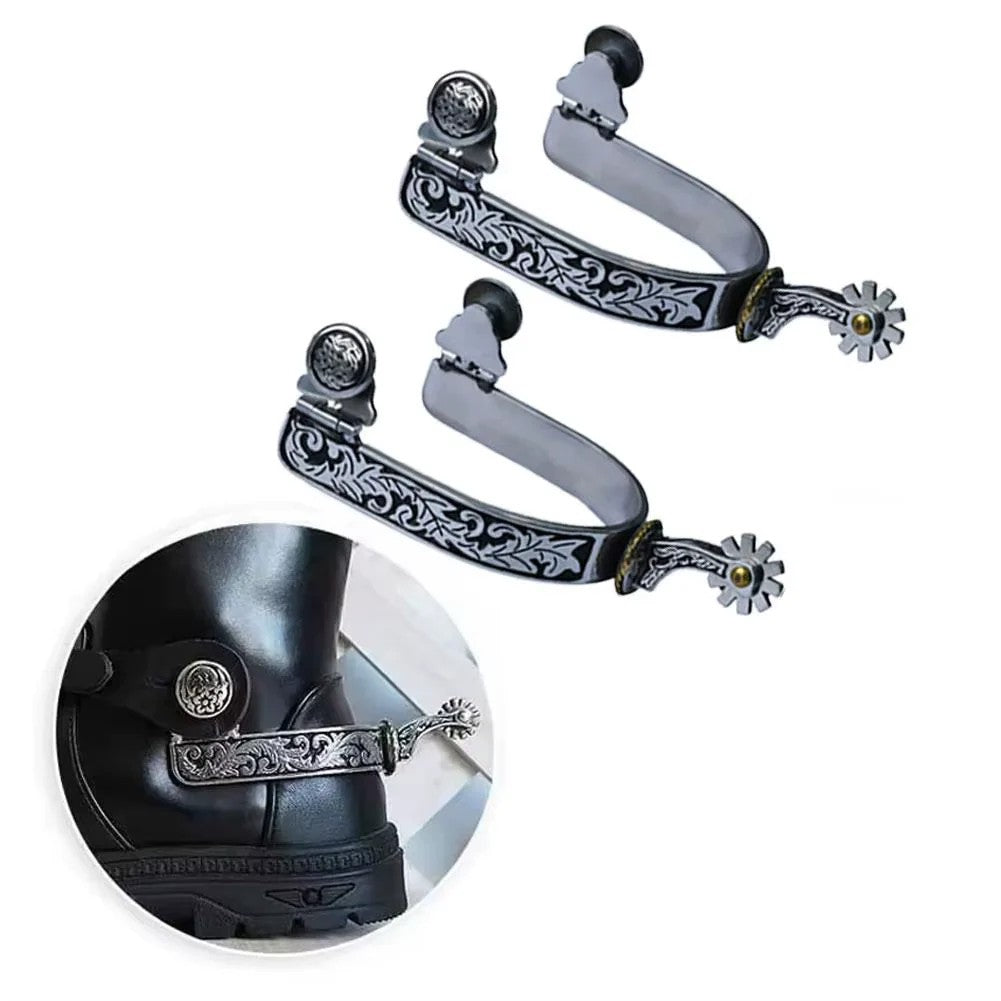 Speroni stile western in acciaio inox, 1 paio – vista 3