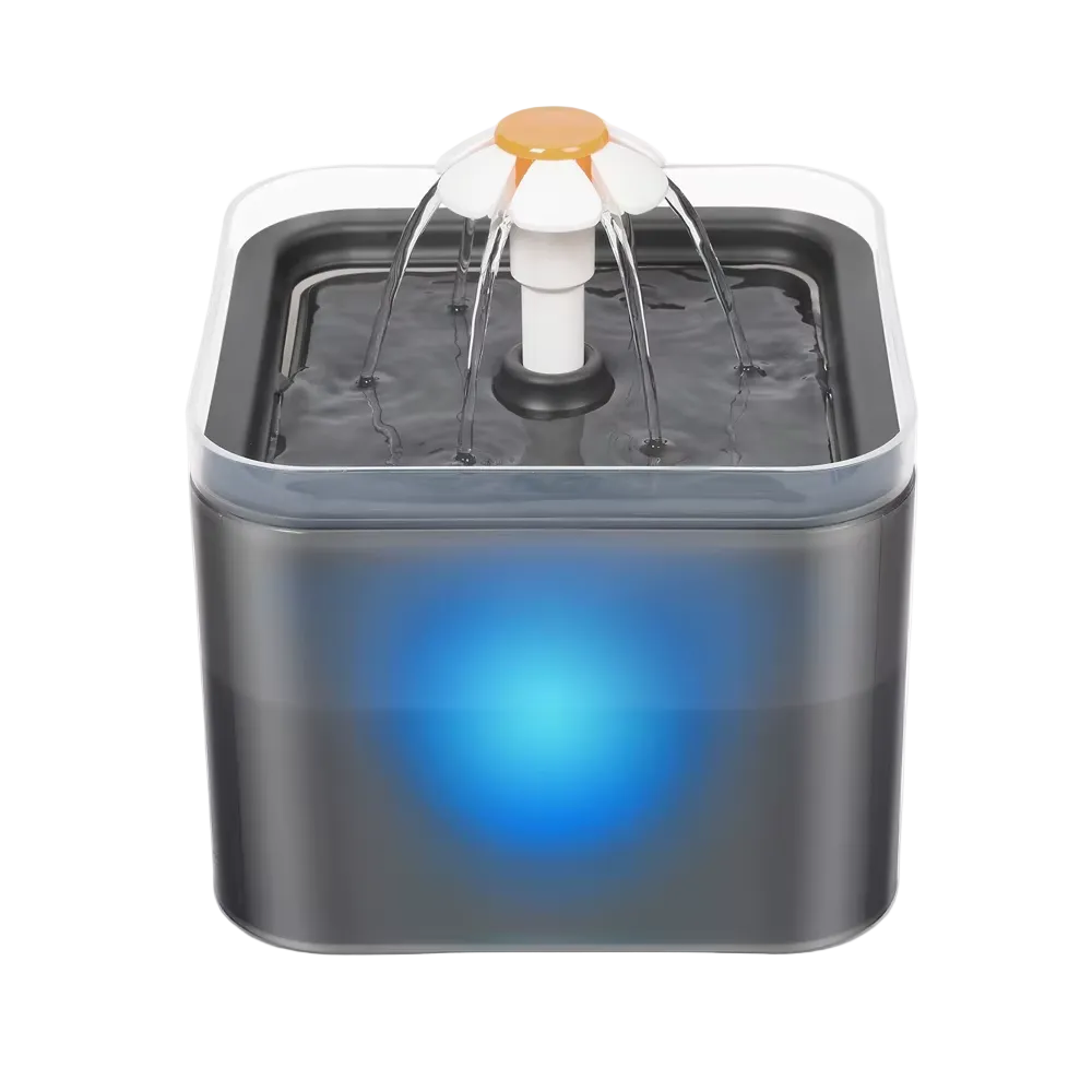 Fuente de agua de 2 L con luz LED para gatos y perros pequeños, gris