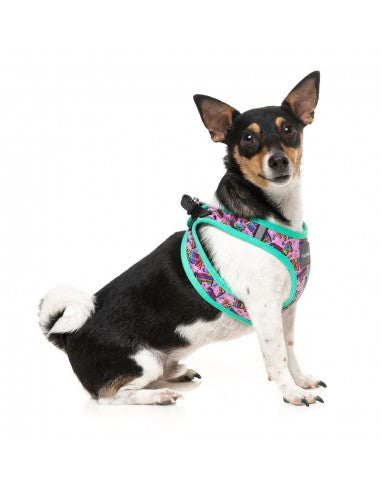 Pettorina step-in per cani FuzzYard Fiesta traspirante e riflettente
