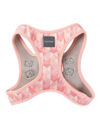 Pettorina step-in per cani FuzzYard Pink Lemonade traspirante e riflettente