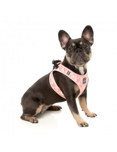 Pettorina step-in per cani FuzzYard Pink Lemonade traspirante e riflettente