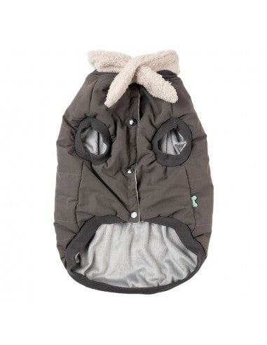 Giacca bomber per cani FuzzYard Nordic grigio antracite con sciarpa removibile