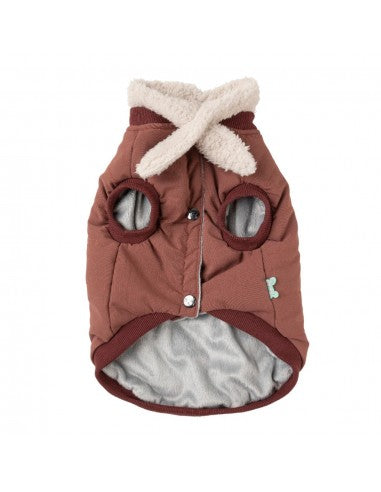 Giacca bomber per cani FuzzYard Nordic bordeaux con sciarpa removibile
