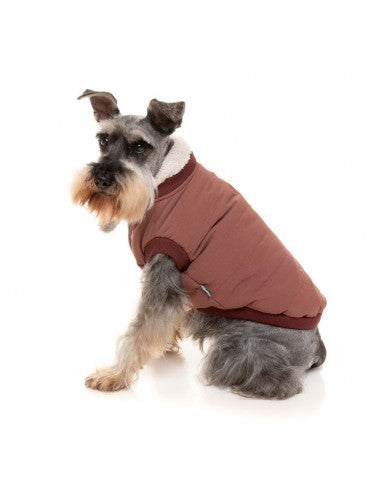 Giacca bomber per cani FuzzYard Nordic bordeaux con sciarpa removibile