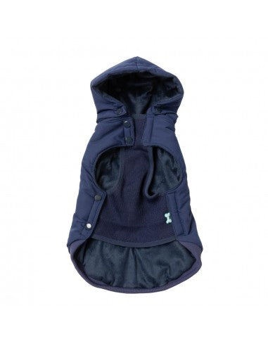 Cappottino con cappuccio per cani FuzzYard Essential blu navy