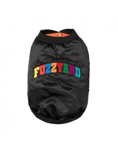 Bomber satinato per cani FuzzYard Frat nero