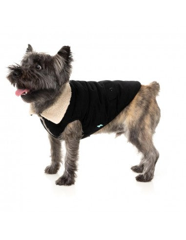 Giacca foderata in sherpa per cani FuzzYard Frontier nera