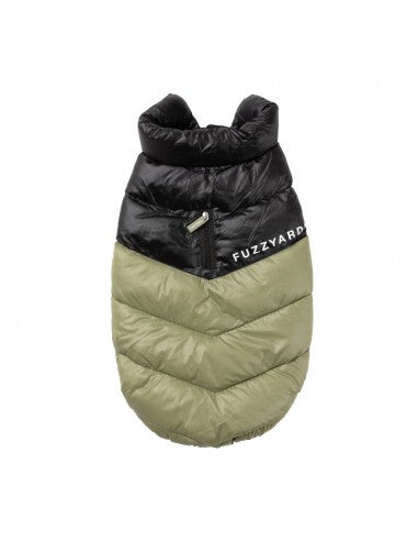Cappottino imbottito per cani FuzzYard South Harlem verde oliva