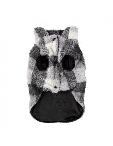 Cappottino in pile per cani FuzzYard The Lumberjack a quadri bianco e nero
