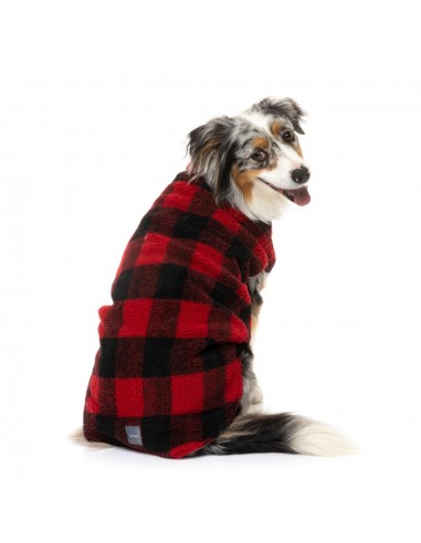 Cappottino in pile per cani FuzzYard The Lumberjack a quadri rosso e nero