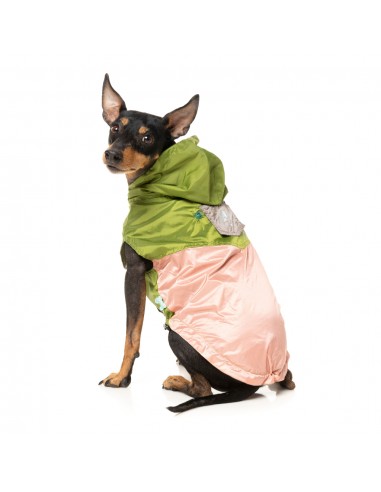 Impermeabile reversibile per cani FuzzYard Ormond verde oliva e rosa