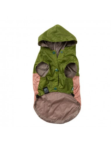 Impermeabile reversibile per cani FuzzYard Ormond verde oliva e rosa