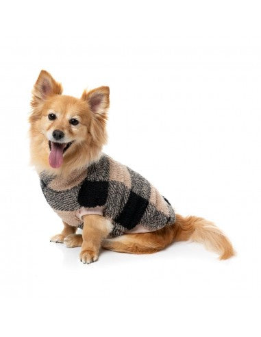 Maglione in teddy per cani FuzzYard Checkered Teddy nero e beige