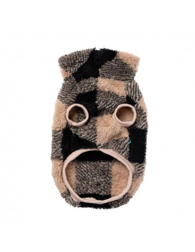 Maglione in teddy per cani FuzzYard Checkered Teddy nero e beige