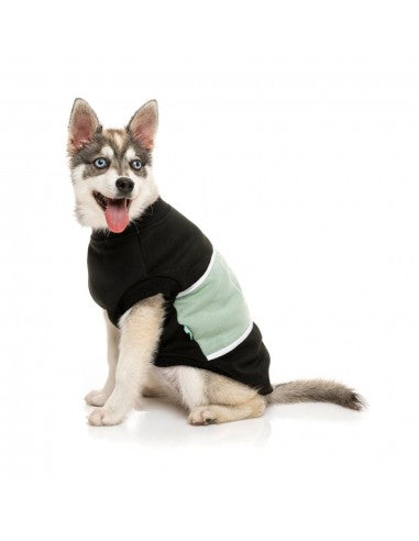 Felpa per cani FuzzYard Track, nero e salvia (taglia 1)