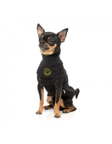 Maglione ricamato per cani FuzzYard Smiley nero