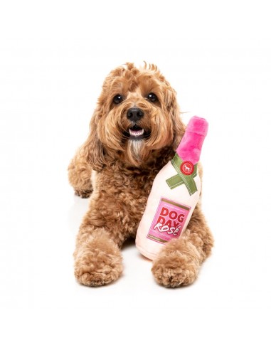 Peluche per cani FuzzYard bottiglia di vino Dog Day Rosé con squeaker