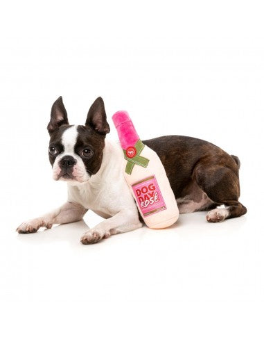 Peluche per cani FuzzYard bottiglia di vino Dog Day Rosé con squeaker
