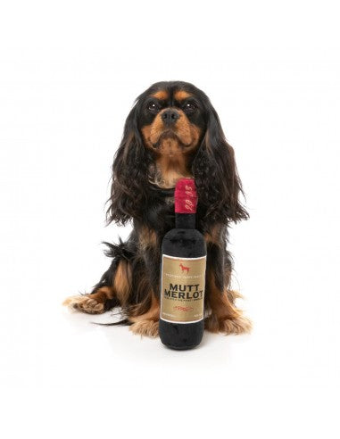 Peluche per cani FuzzYard bottiglia di vino Mutt Merlot con squeaker