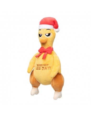 Peluche natalizio per cani FuzzYard Never Skip Leg Day Chook a forma di pollo arrosto