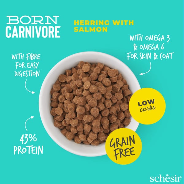 Crocchette per gatti Schesir Born Carnivore aringa e salmone, 1,25 kg – immagine 3