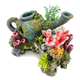 Brocca con rocce e piante decorazione acquario