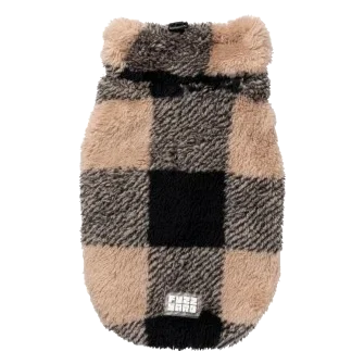 Maglione in teddy per cani FuzzYard Checkered Teddy nero e beige