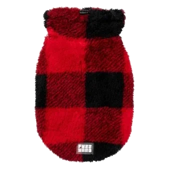 Maglione per cani FuzzYard Checkered Teddy rosso