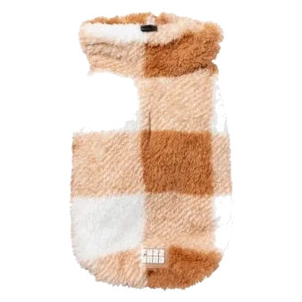 Maglione per cani FuzzYard Checkered Teddy cammello
