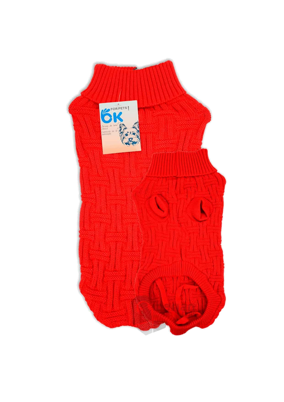 Maglione in maglia rosso per cani